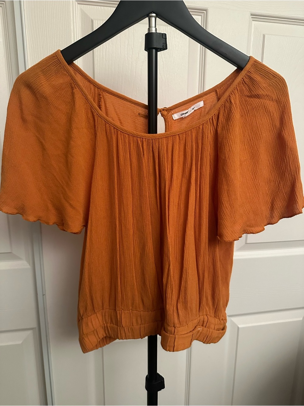 O'Neill Burnt Orange Off-Shoulder Flutter Sleeve Top